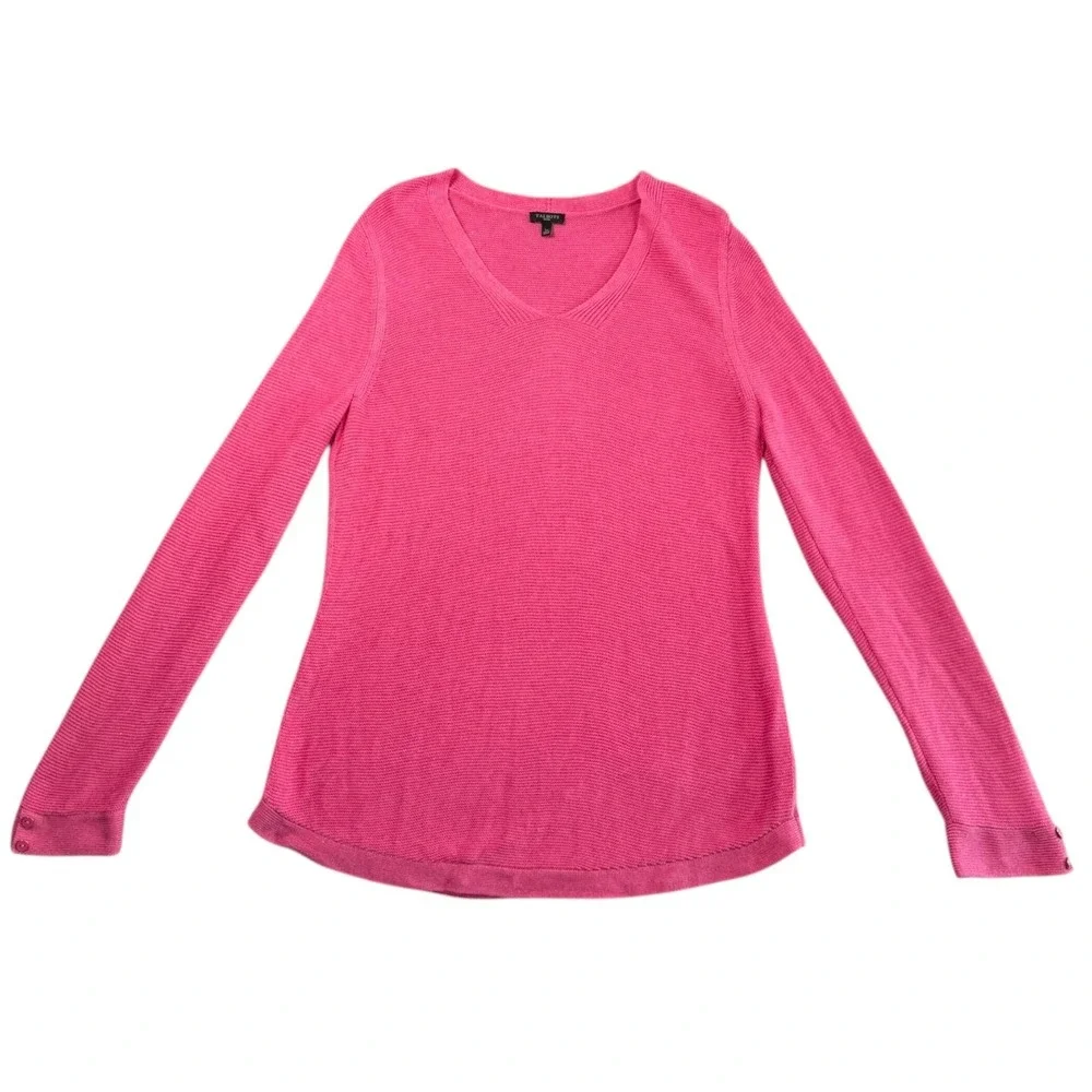 Talbots Lightweight Knit Sweater‎ Sz L Petite V Neck Coastal Prep Quiet Luxury